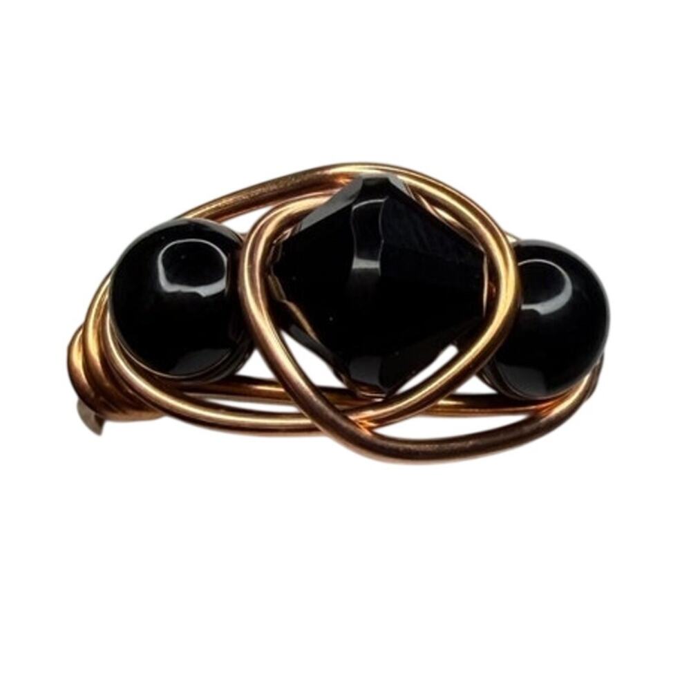 Black Onyx copper ring handmade 6.5